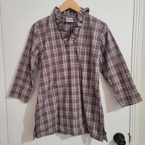 Haley & the Hound Plaid Ruffle Neck Tunic